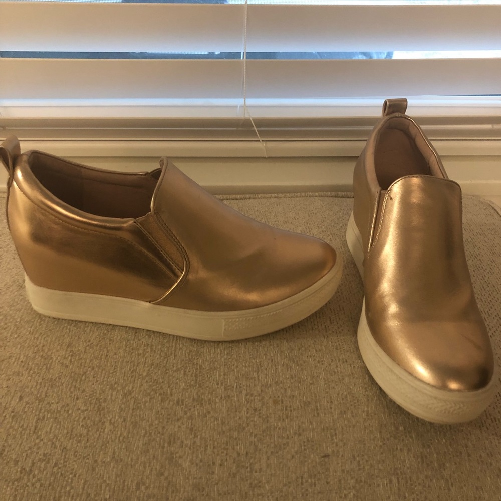 Wanted - Rose Gold Wedge Sneakers